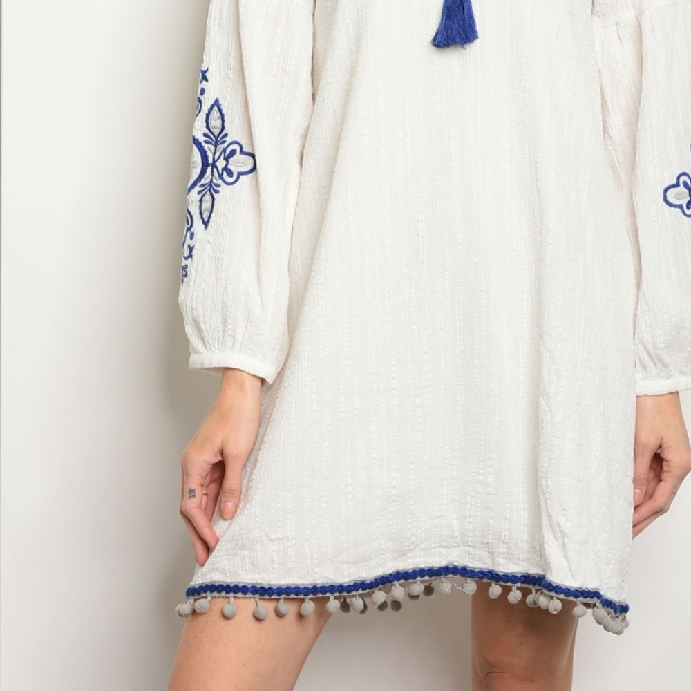 💦boho chic Tonic white and blue dress 💦 - Picture 7 of 7